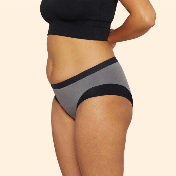 NWT $35 Thinx [ Womens Small ] Super‎ Period Cotton Brief in Slate/ Black - Picture 3 of 10